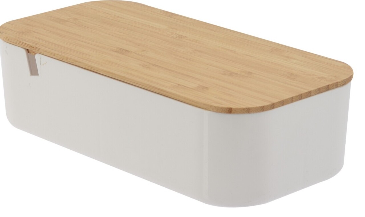 Organizator si oglinda pentru machiaj, 26x13x7 cm, poliester/bambus - imagine 3